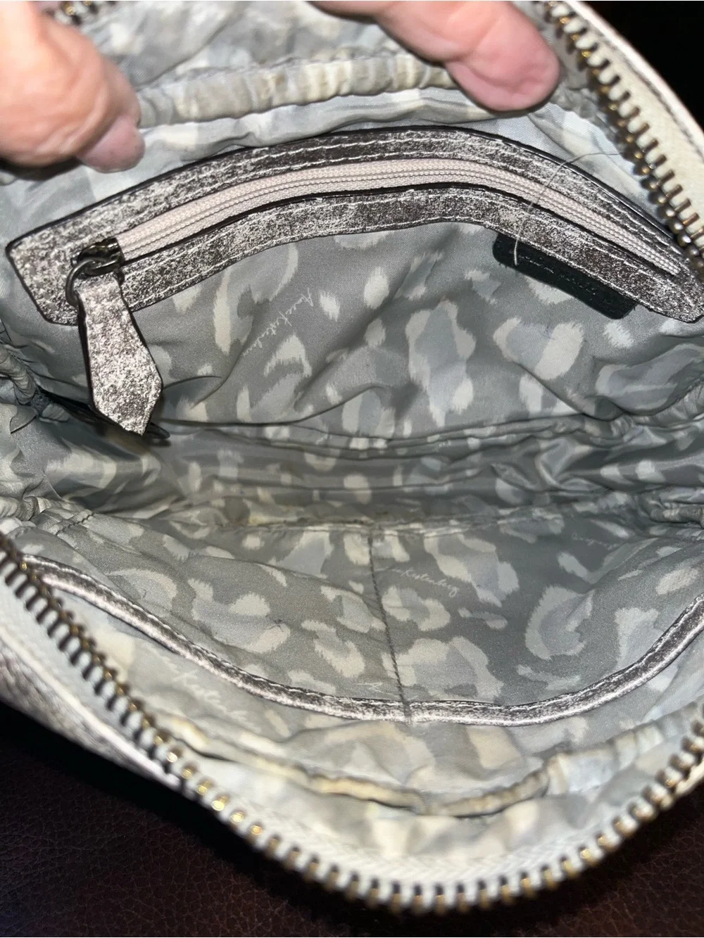 EUC Aimee Kestenberg Distressed Metallic leather Crossbody